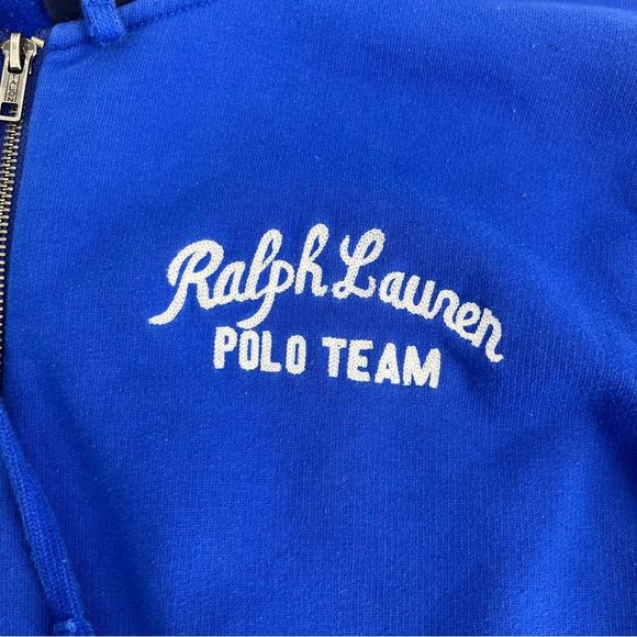 Polo By Ralph‎ Lauren Hoodie Men Large Blue Polo Team Sweatshirt Full Zip Patch - Picture 4 of 11